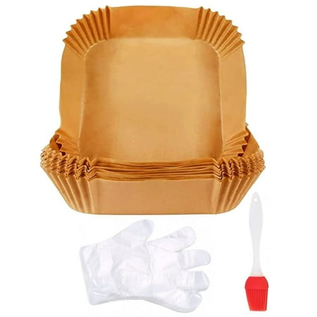 

Lomubue 1 Set Fryer Liners with Gloves And Oil Brush Keep Clean Disposable Food Grade Paper Liners Fryer Accessories