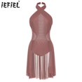 thumbnail image 2 of Vestidos brillantes con espalda descubierta y diamantes de imitación para mujer, para Ballet, baile lírico, gimnasia, patinaje artístico, traje de baile, vestido moderno de malla, 2 of 5