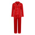 thumbnail image 4 of Harpily Family Christmas Pajama Sets Satin Polyester Long Sleeve Button Down Shirts Chest Pocket Sleepwear for Holiday Outfits, 4 of 6