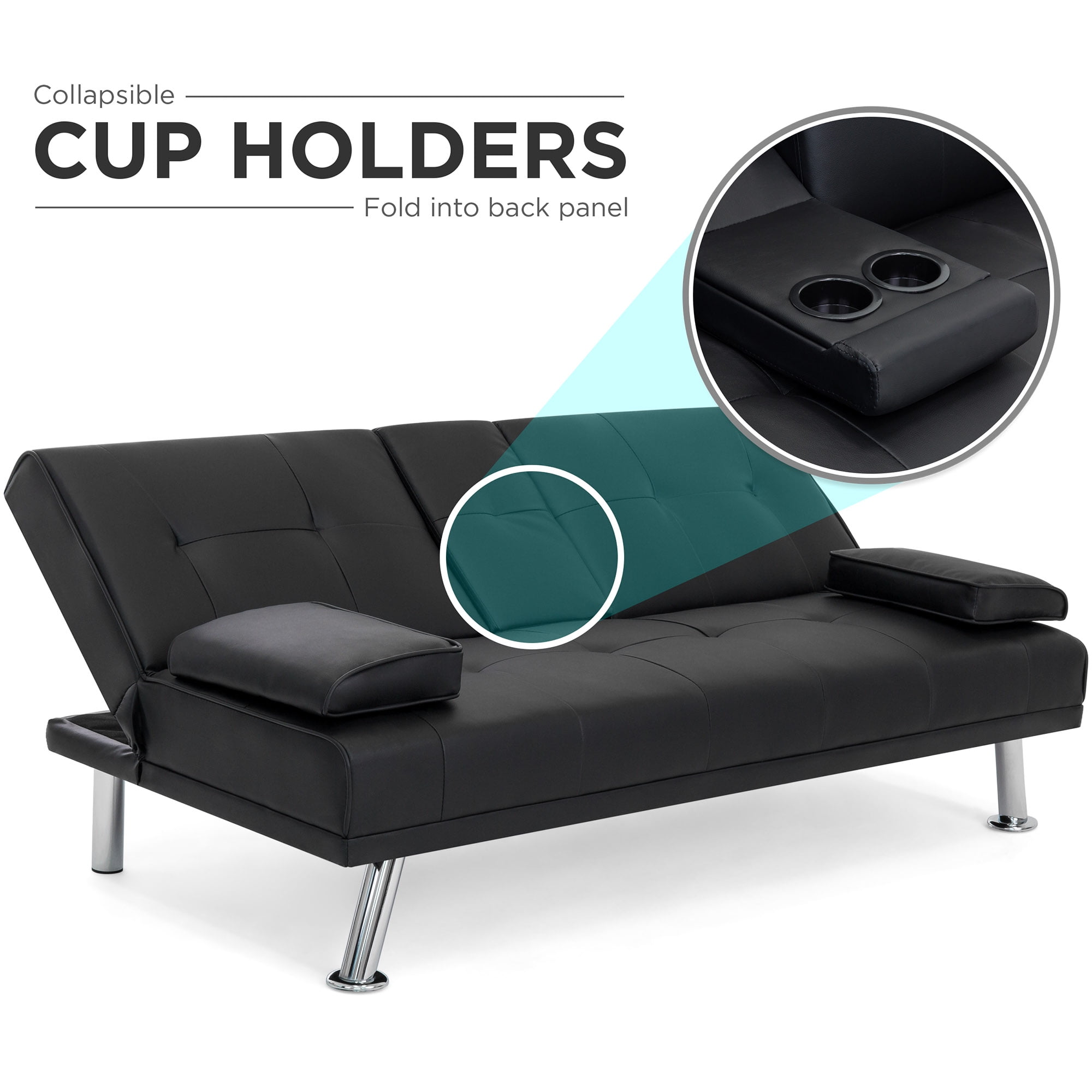 Best Choice Products 3 Piece Modular Modern Living Room Sofa Sectional Furniture Set With Convertible Double Futon Bed Single Seat And