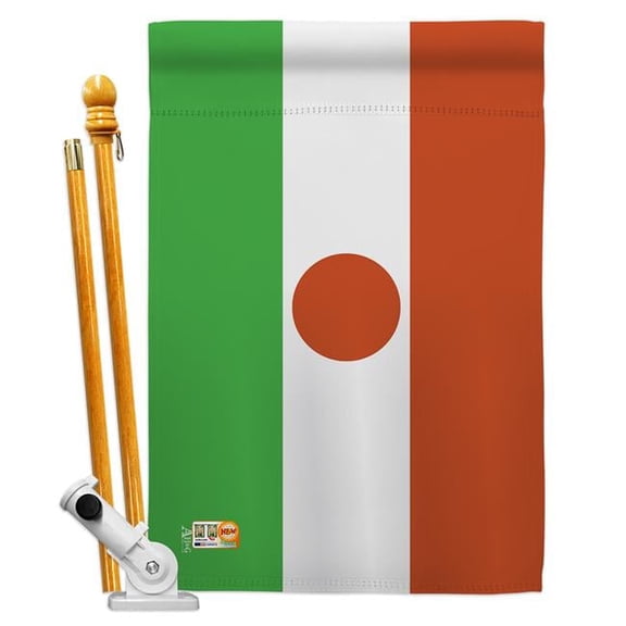 Americana Home & Garden AA-CY-HS-140170-IP-BO-D-US18-AG 28 x 40 in. Niger Flags of the World Nationality Impressions Decorative Vertical Double Sided House Flag Set & Pole Bracket Hardware Flag Set