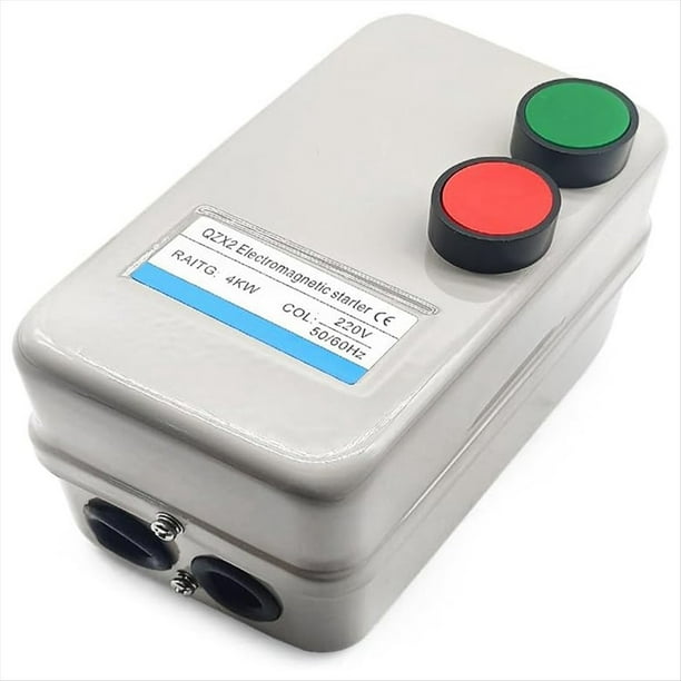 Arrancador de Motor Eléctrico Magnético, 220V 4KW 5.5HP Arrancador de Motor con Interruptor Magnético Trifásico o Monofásico.