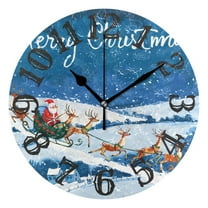 Merry Christmas Snow 10 inch Wall Clocks Non Ticking Easy to Read Battery Decorative for Home Bathroom Kitchen Bedroom Living Room