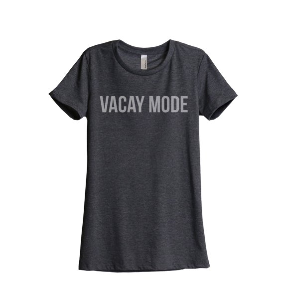 Vacay Mode Women's Fashion Relaxed T-Shirt Tee Charcoal Grey Small