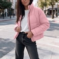 thumbnail image 6 of Edvintorg Womens Puffer Jacket Plus Size Collared Cropped Quilted Coat Long Sleeve Zip up Padded Outerwear with Pocket Women's Clothes Pink S-3XL, 6 of 8