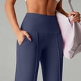 thumbnail image 6 of Stretchy Pants for Women New Women's High Waisted Yoga Pants Stretchy Straight Leg Casual Workout Pants with Pockets Loose Soft Fitness Sports Pants, 6 of 9