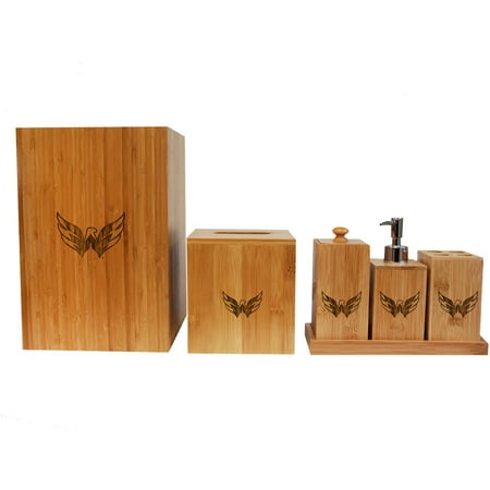NHL Washington Capitals Engraved Bamboo Full Bathroom Set NHL Washington Capitals Engraved Bamboo Full Bathroom Set