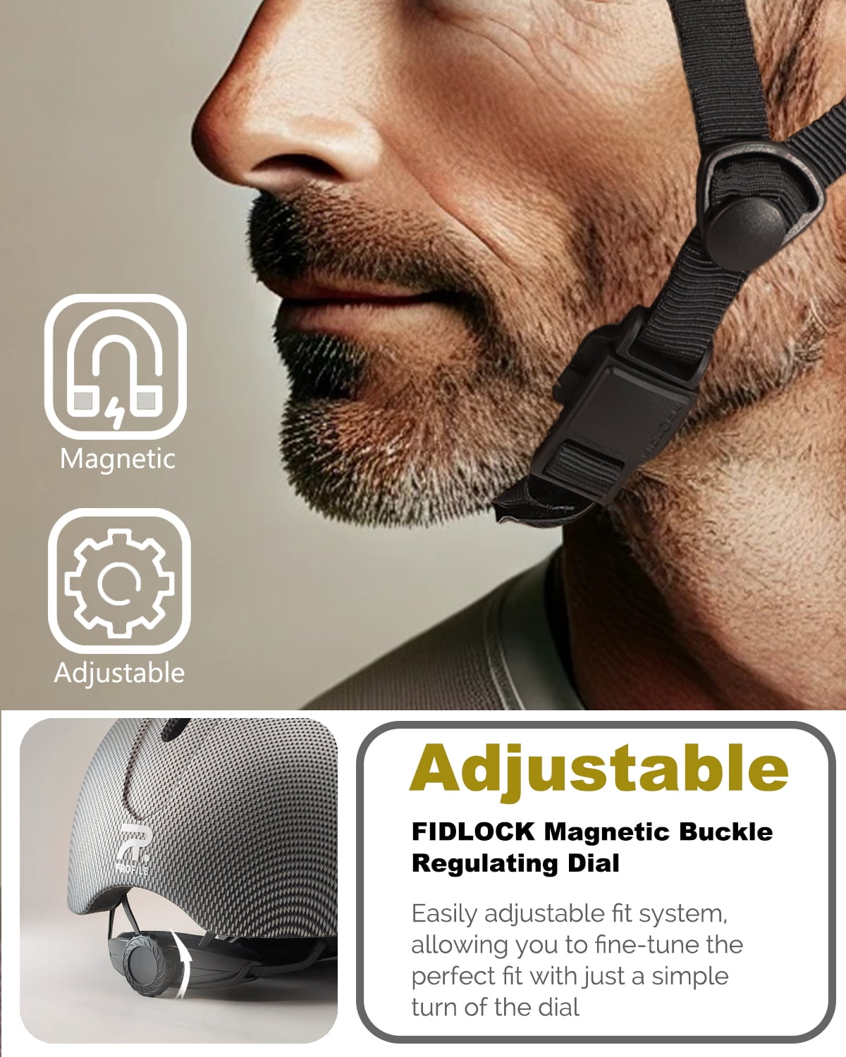 FROFILE Bike Helmet Adult Men Women - (Medium, Gray) Baseball Cap Style Bike Helmet for Adults Bicycle Helmets with Magnetic Buckle Scooter Helmet for Men Women