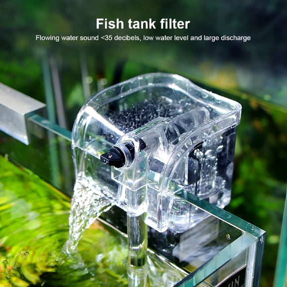 HIBIBUD Aquarium Filter External Hanging Thin Fish Tank Filter Waterfall Submersible Oxygen Aquarium Filter Pump