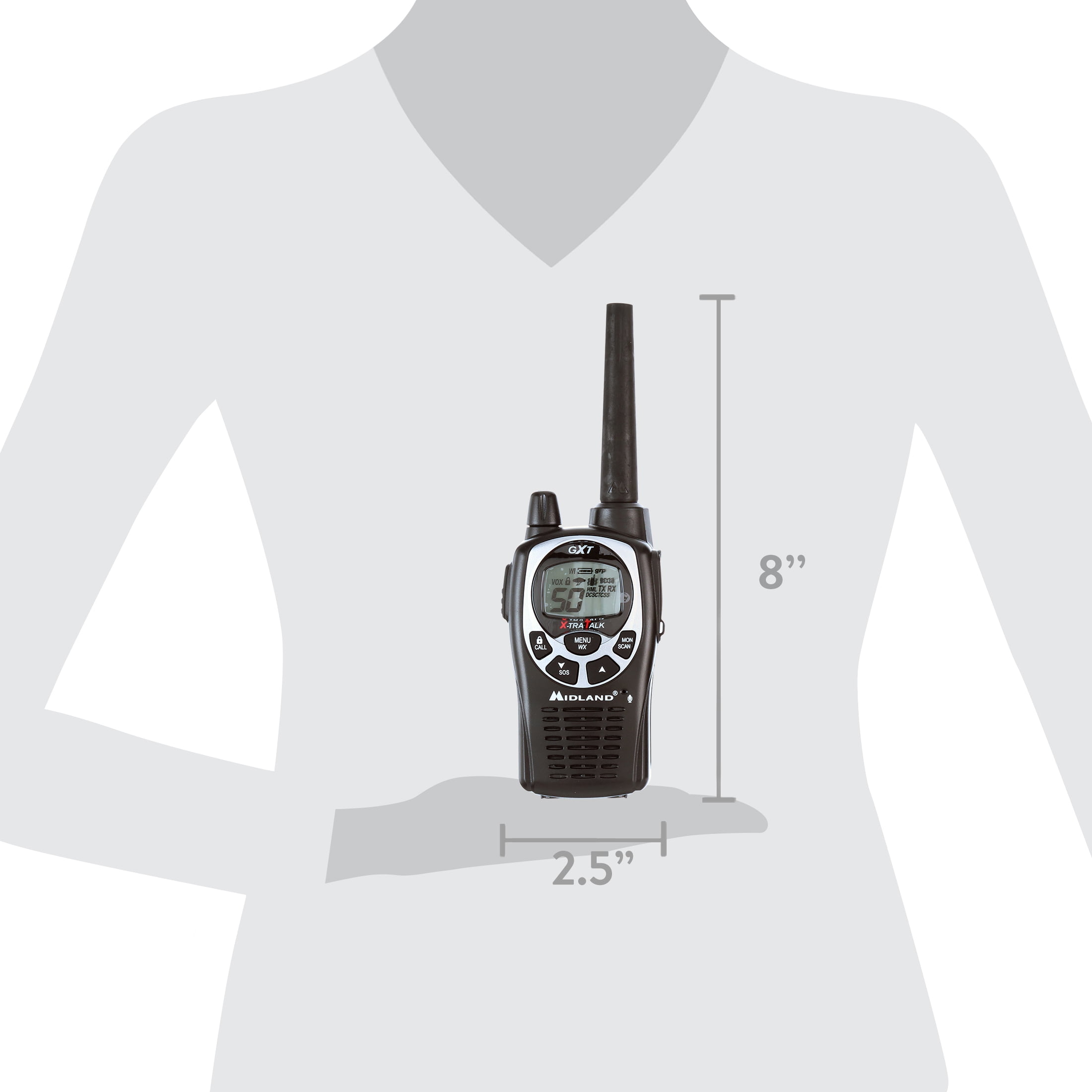 Midland GXT1000VP4 Black Two-Way Radios, 2-Pack, 36-Mile, 50 Midland GXT1000VP4 Black Two-Way Radios, 2-Pack, 36-Mile, 50
