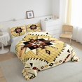thumbnail image 3 of Feelyou Wheat Triangle Aztec Full Size Comforter Sets, Boho Rustic Farmhouse Bedding Comforter Set, Stripes Lines Ombre Reversible Bedding Sets, Luxury Bedroom Decor, 3-Piece, 3 of 8