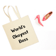 thumbnail image 2 of Worlds Okayest Boss, Cotton Canvas Re-Usable Shopping & Carry-All Tote Bag, 2 of 3