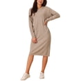 thumbnail image 1 of Vestido de sudadera con capucha para mujer INSPIRE CHIC, suéter casual de manga larga, vestido midi con bolsillo en color caqui S, 1 of 1