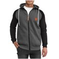 thumbnail image 2 of HAiming Men Drawstring Hoodies Coat Color Block Long Sleeved Zipper Sweatshirts Plus Size Casual Outerwear with Pocket, 2 of 7