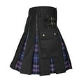 thumbnail image 2 of Kilt Men's Traditional Scottish Kilt Modern Highland Casual Kilt Tactical Kilts with Adjustable Straps Dark Purple XXXXXL, 2 of 5
