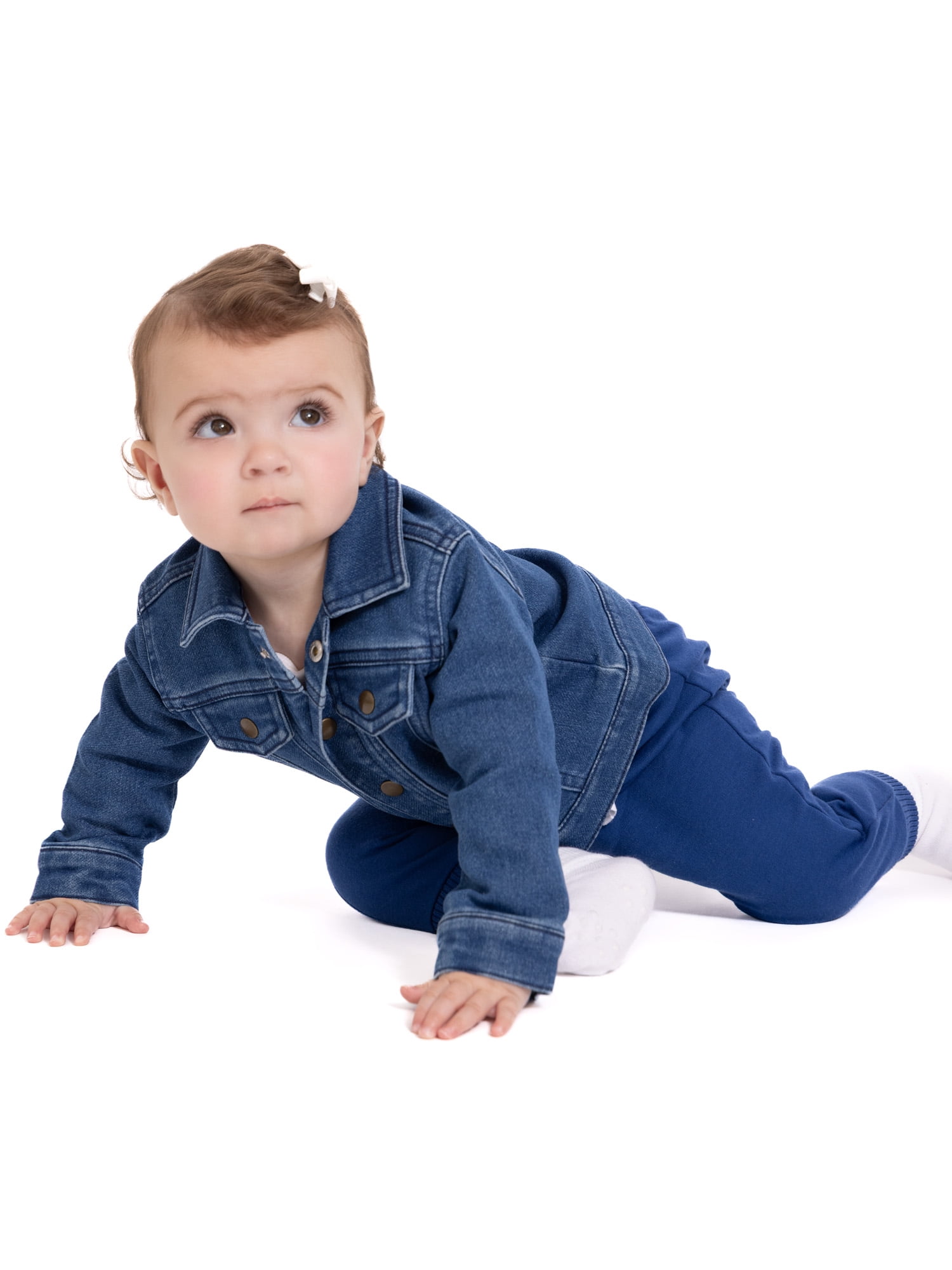 Wonder Nation Baby Girls Denim Jacket with Long Sleeves, Sizes 0/3M-24M