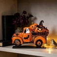 thumbnail image 3 of JWZZYD Halloween Tabletop Decorations Indoor, Truck Wooden Tabletop Decor, Striped Checkered Pumpkin Flat Ornament, Vintage Fall Halloween Thanksgiving Mantel Home Desk Decor, 3 of 6