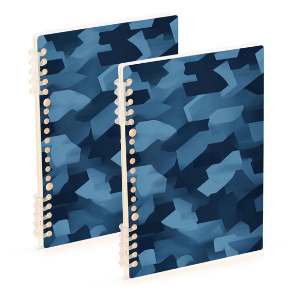 Wirebound Notebook Hardcover Spiral Notebooks Blue Camouflage, 60 Pages, 80 GSM, 5.7 x 8.3in