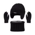 thumbnail image 3 of harmtty 3Pcs/Set Kids Hat Scarf Gloves Set Colorful Twist Texture Hat Thickened Plush Lining Neck Gaiter Knitted Gloves Set, 3 of 8