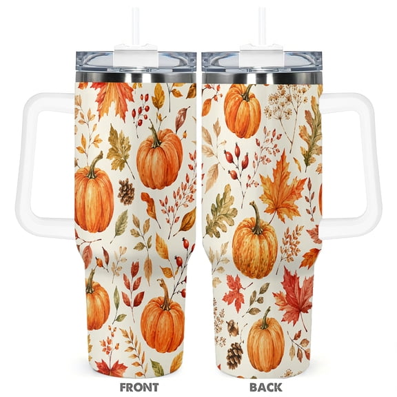 Fall Pumpkin 40oz Travel Tumbler Cup Insulated Stainless Steel Autumn Coffee Cup