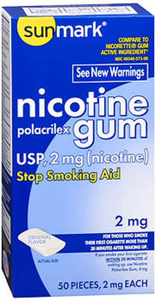 Sunmark Nicotine Polacrilex Original Flavor Gum, 2 mg, 50 Count