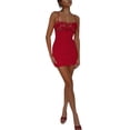 thumbnail image 3 of LMLYSoH Women's Bodycon Mini Dress, Sleeveless Spaghetti Strap Lace Patchwork Short Dress, 3 of 4