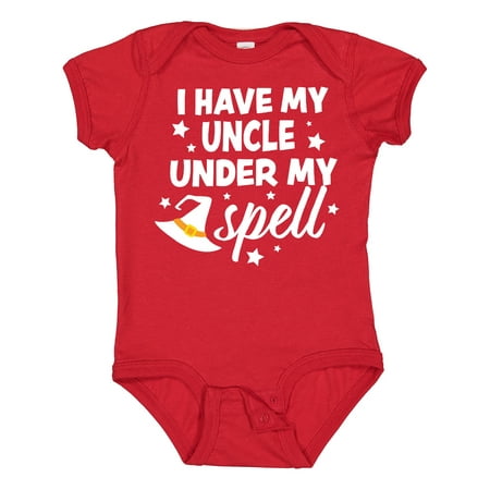 

Inktastic I Have My Uncle Under My Spell with Cute Witch Hat Gift Baby Boy or Baby Girl Bodysuit