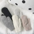thumbnail image 2 of Opolski 1 Pair Korean Style Double-layer Thickened Solid Color Women Mittens Winter Warm Knitting Plush Gloves Khaki, 2 of 8