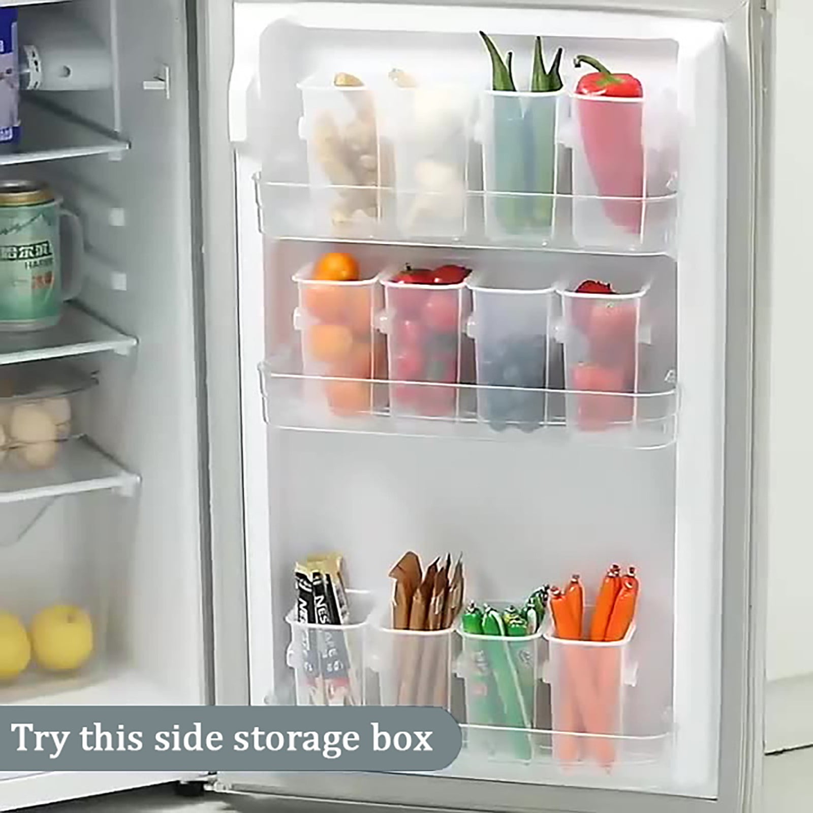 refrigerator door storage bins