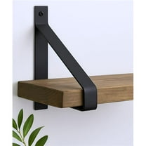 HomeRoots 634528 8 in. Black Metal Wall Mounted Shelf Brackets - Set of 2