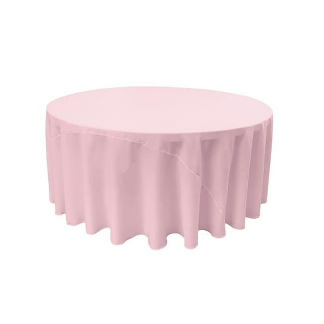 TCpop120R-PinkLgtP37 Nappe Popeline Polyester&44; Rose Clair - 120 Po Ronde