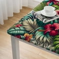 thumbnail image 5 of Awypu Hibiscus Flowers Summer Colorful Hawaiian Tropical Plants Palm Leaf Green Outdoor Fitted Tablecloth 100% Polyester Fiber 36*36, 5 of 8