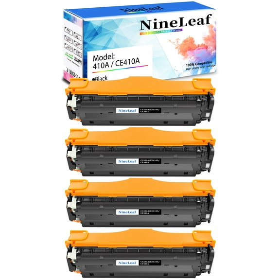NineLeaf High Capacity Compatible Toner Cartridge Replacement for HP 410A CE410A work for Color Pro MFP M451nw M451dn M451dw M475dn M375nww Series Printer (Black,4 Pack)