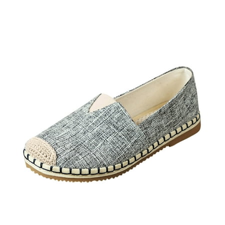

Cathalem Ladies Fashion Solid Color Cloth Surface Round Head Shallow Cut Flat Casual Shoes Grey 38