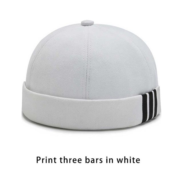 Baohd Bonnet de Marin à Imprimé 3 Rayures Style INS, Chapeau Rond Sans Bord Élégant pour Jaune Blanc