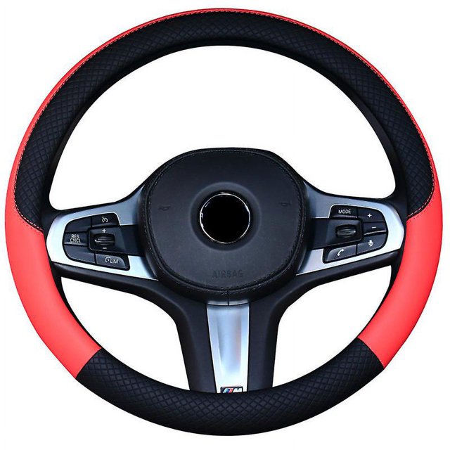 Funda para volante antideslizante General para automóvil, piel de microfibra, color negro y rojo Rojo Verde Cocina, Decoración y Otros