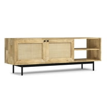Simpli Home Reeves SOLID MANGO WOOD 60 inch Wide TV Media Stand in Natural For TVs up to 65 inches
