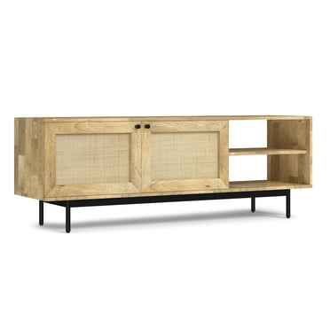 Simpli Home Reeves SOLID MANGO WOOD 60 inch Wide TV Media Stand in Natural For TVs up to 65 inches