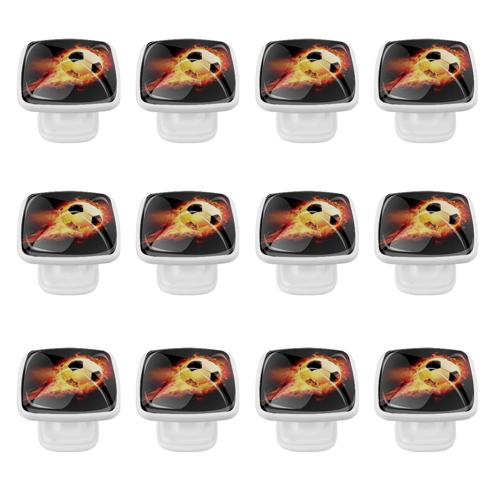Ownta Square 12 Pcs Football Fire Black Sport Ball Door Knobs