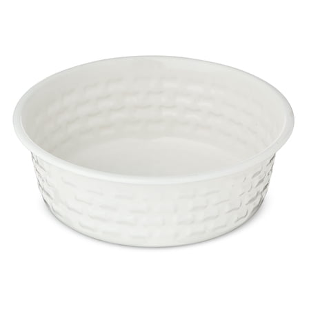 Vibrant Life Medium Stainless Steel Embossed Dog Bowl, White Bones