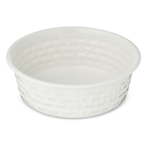 Vibrant Life Medium Stainless Steel Embossed Dog Bowl, White Bones