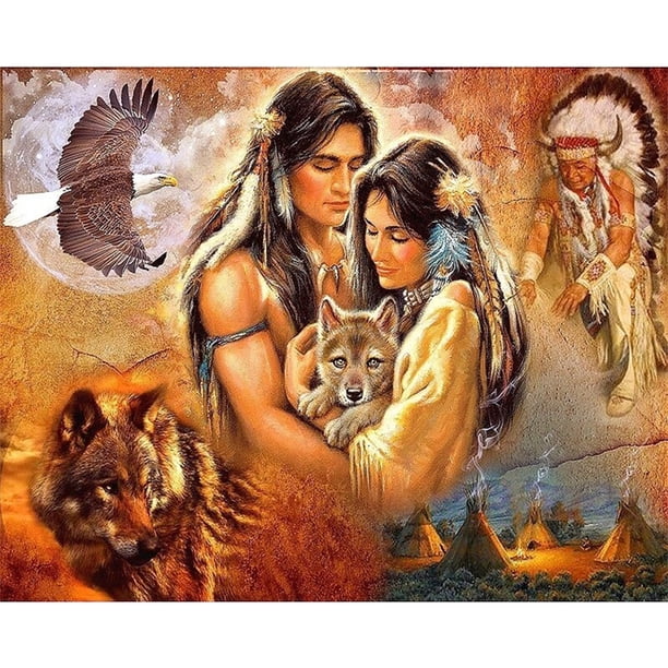 Cuadros Decorativos Pintura al óleo por números Lobo nativo Lienzo Obra de arte Sala Imagen Decoración JShteea Nuevos Originales