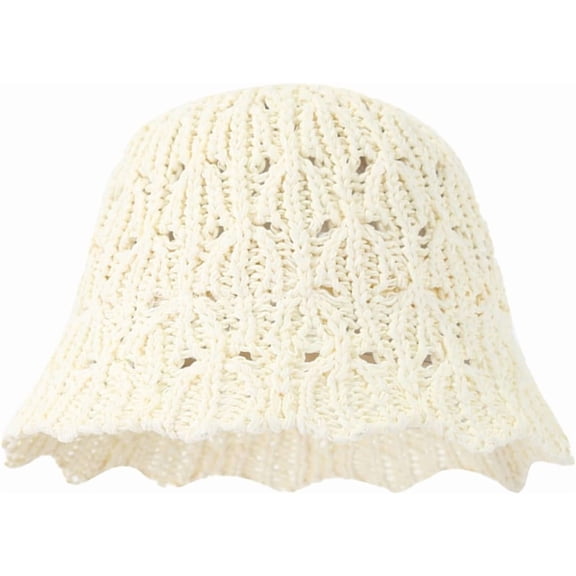 YooGuoGuo Womens Spring Summer Knit Bucket Hat Crochet Beach Sun Hat Foldable Woven Straw Wave Brim Packable Travel Hat