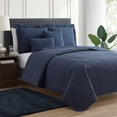 thumbnail image 2 of Clara Clark Home Quilt Set Bedspread - Ultra Soft Microfiber Embossed Grid Weave Pinsonic Lightweight - Quilted Comforter 5 Piece Bedding Set - 2 Pillow Shams, 2 Euro Shams - Twin, Navy Blue, 2 of 4