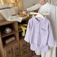 thumbnail image 2 of BLVB Girls Pajamas Set Long Sleeve Button-Down Sleepwear Nightwear Soft Pjs Set Loungewear Kids Clothes Sets(Purple,16-17Years), 2 of 5