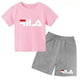 thumbnail image 3 of Conjunto de 2 piezas de camiseta y pantalones cortos con letras de marca de moda de verano para niños y niñas de 3 a 13 años, top informal de manga corta, conjunto deportivo Sunshine, 3 of 5
