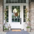 thumbnail image 2 of Jlong Wildflowers Hanging Basket Wreath, Artificial White Hydrangea Spring Wreath for Front Door, Wall Hanging Flower Bucket Rustic Farmhouse Wreath Party Wedding Home Decor, 2 of 6