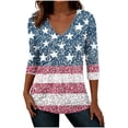 thumbnail image 2 of JTZGDY 4th of July Tops for Women Fashion USA Flag Printed Summer 3/4 Sleeve V Neck Graphic Tunic Blouse Loose Fit Casual Holiday Patriotic Shirts Blue#01 XXXL, 2 of 8