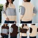 thumbnail image 5 of Mujeres Casual Tops Botón Bloque de color Manga larga Sudadera suelta Pullover Abanopi Beige/Extragrande, 5 of 7