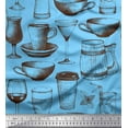 thumbnail image 1 of Soimoi Silk Fabric Jug,Wine Glass & Cups Decor Fabric Printed Yard 42 Inch Wide, 1 of 1